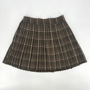 The Shew Short A Line Plaid Pleated Mini Skirt Elastic Waist College Prep Retro